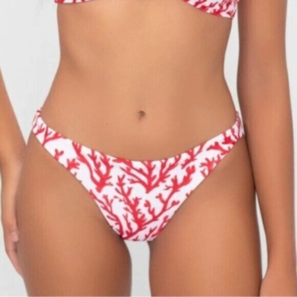 NWT Alicia Swim Women's White & Red Linda Coral Bottom Size Small